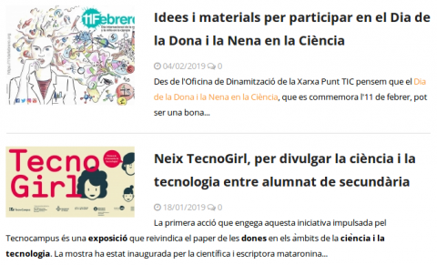Dues notícies sobre dones i TIC al portal web de Punt TIC