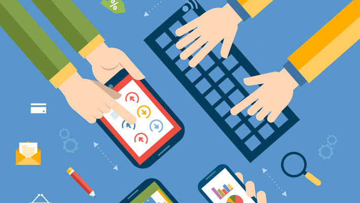 Il·lustració decorativa dispòsitius digitals