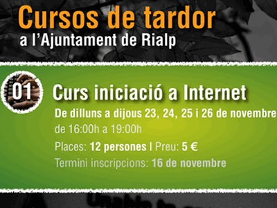 Part del cartell dels cursos de tardor a Rialp Part del cartell dels cursos de tardor a Rialp