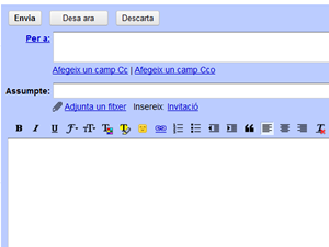 Finestra per redactar un correu electrònic