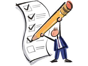 Dibuix: Un home emplenant un formulari