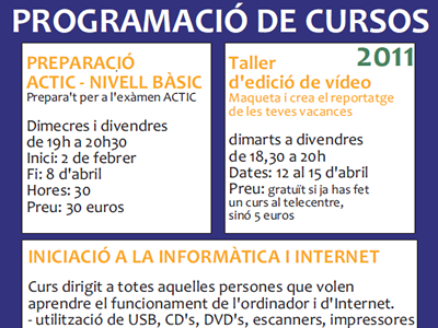 Programació de cursos febrer 2011 del Punt TIC de Tremp Programació de cursos febrer 2011 del Punt TIC de Tremp