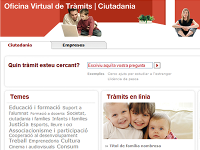 Plana de l'Oficina Virtual de Tràmits