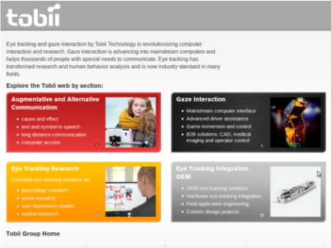 Captura de la plana web Tobii