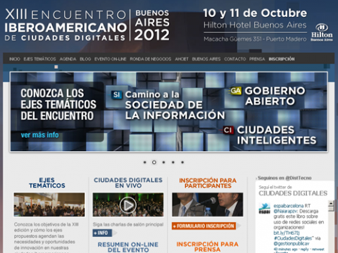 Captura de la plana de la trobada de Ciutats Digitals Captura de la plana de la trobada de Ciutats Digitals