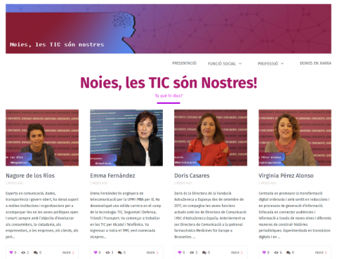 Dones en Xarxa ha creado la plataforma "Noies, les TIC són nostres" Captura de pantalla del portal "Noies, les TIC són nostres"