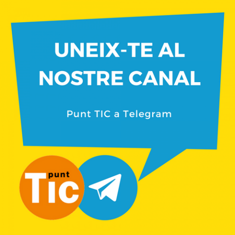 Puedes estar al día de todas las novedades Punt TIC a través de nuestro canal de Telegram Difusió del canal de Telegram de la Xarxa Punt TIC