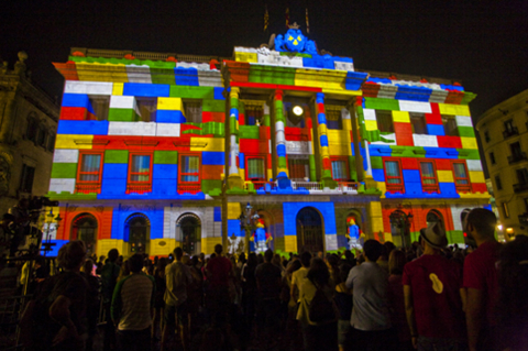 Mapping en la fachada del Ayuntamiento de Barcelona